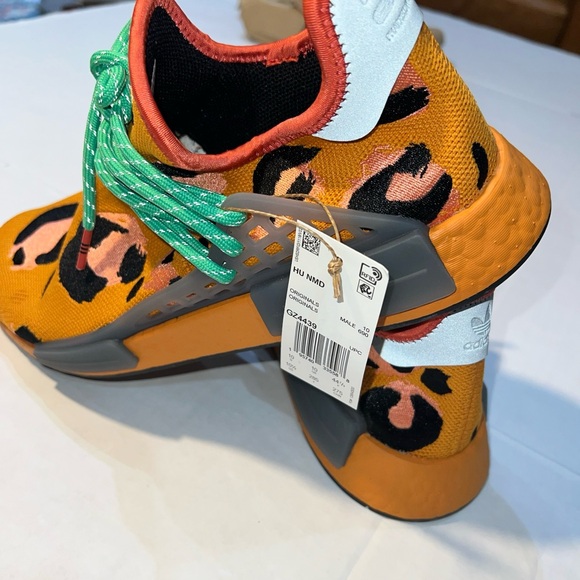Adidas x Pharrell collab HMD HU animal print orange leopard size 9 men’s 10.5 - Picture 6 of 14